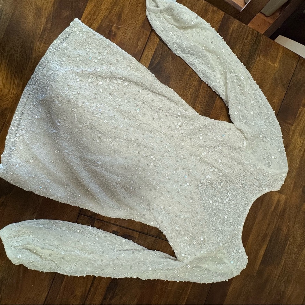 Anthropologie x Forever That Girl White Sequin Dress - Picture 4 of 6